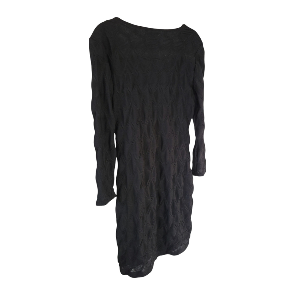 B Darlin Black Chevron Textured Long Sleeve Bodycon Mini Dress L Indie Sleaze - Picture 2 of 12